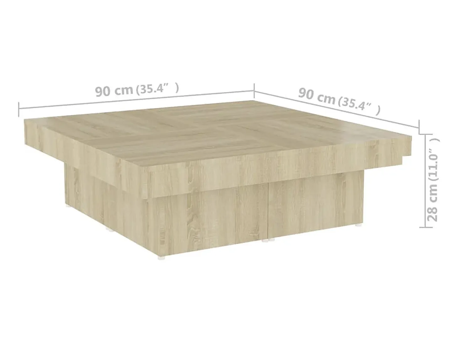 Mesa de centro madera contrachapada roble Sonoma 90x90x28 cm