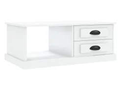 Mesa de centro madera contrachapada blanco 90x50x35 cm