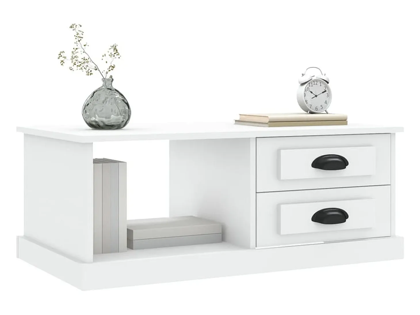 Mesa de centro madera contrachapada blanco 90x50x35 cm