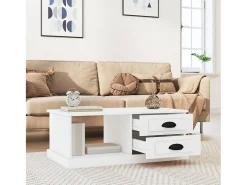 Mesa de centro madera contrachapada blanco 90x50x35 cm