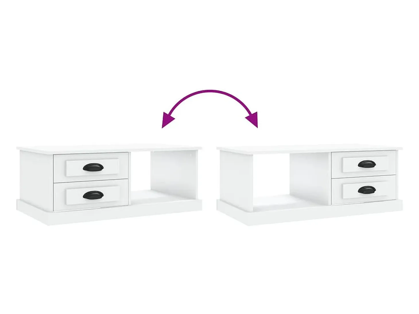 Mesa de centro madera contrachapada blanco 90x50x35 cm