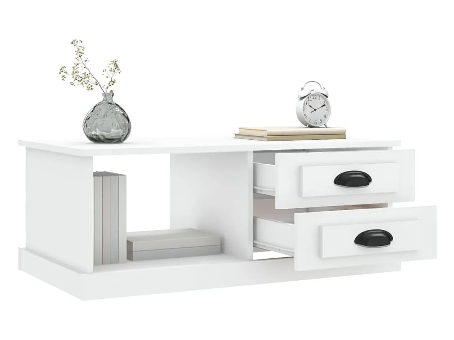 Mesa de centro madera contrachapada blanco 90x50x35 cm