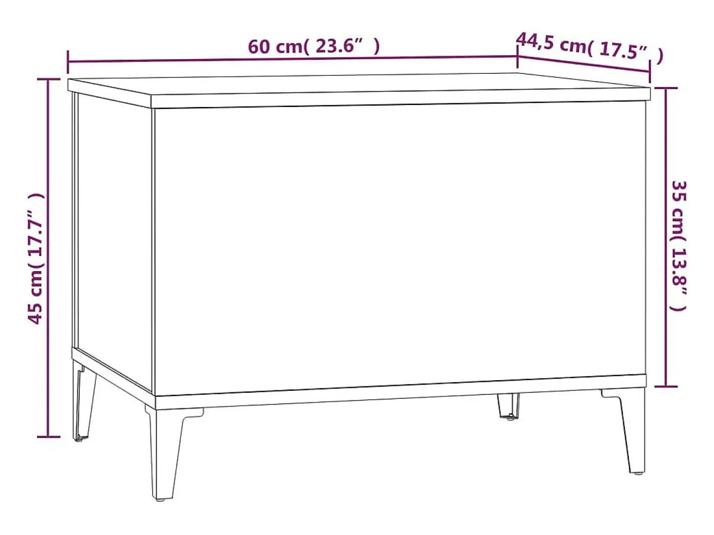 Mesa de centro madera contrachapada gris hormigón 60x44,5x45 cm