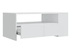 Mesa de centro madera contrachapada blanco 102x55x42 cm