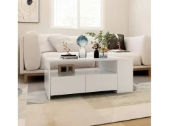 Mesa de centro madera contrachapada blanco 102x55x42 cm