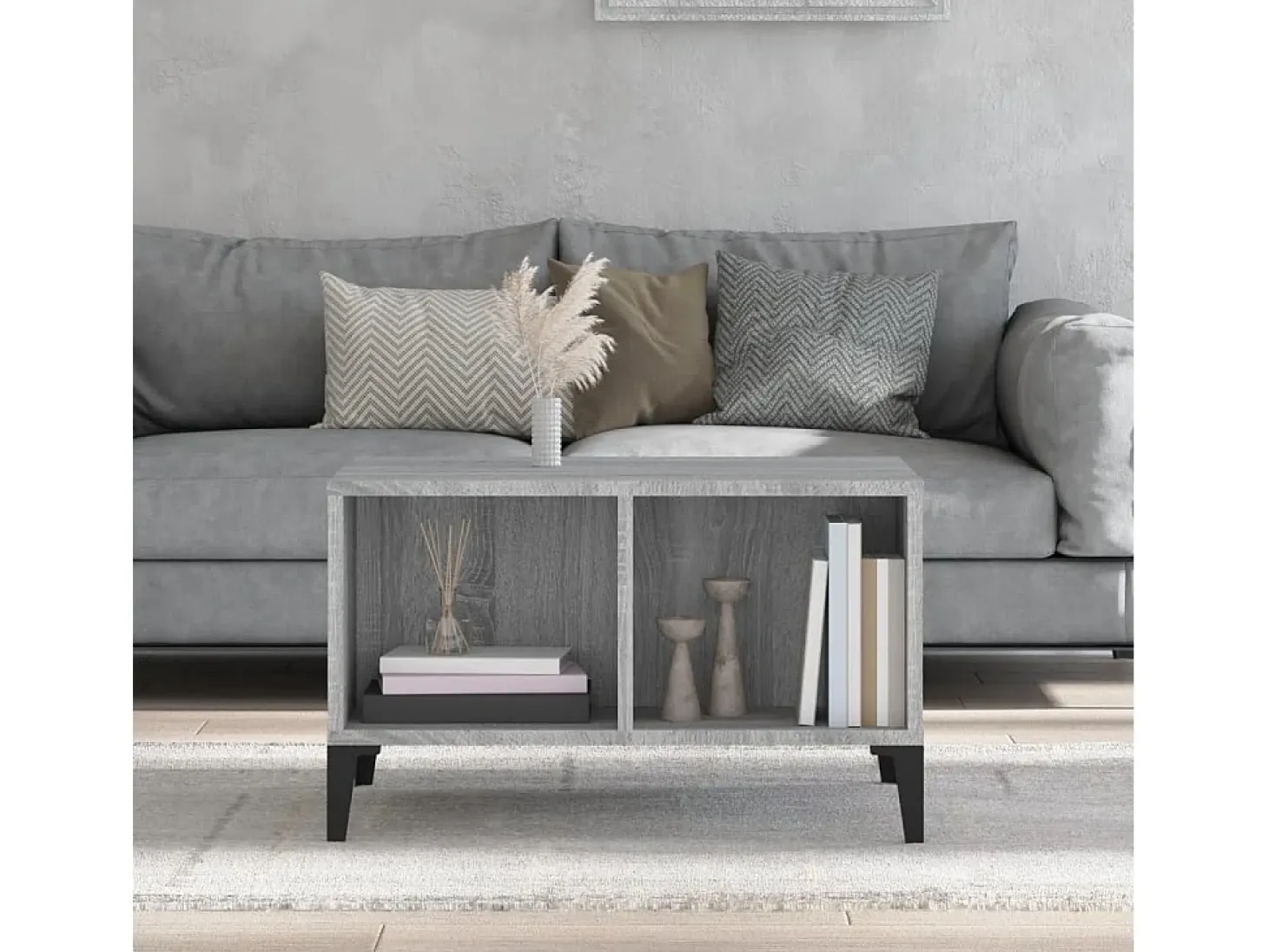 Mesa de centro madera contrachapada gris Sonoma 60x50x36,5 cm