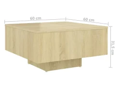 Mesa de centro madera contrachapada roble Sonoma 60x60x31,5 cm