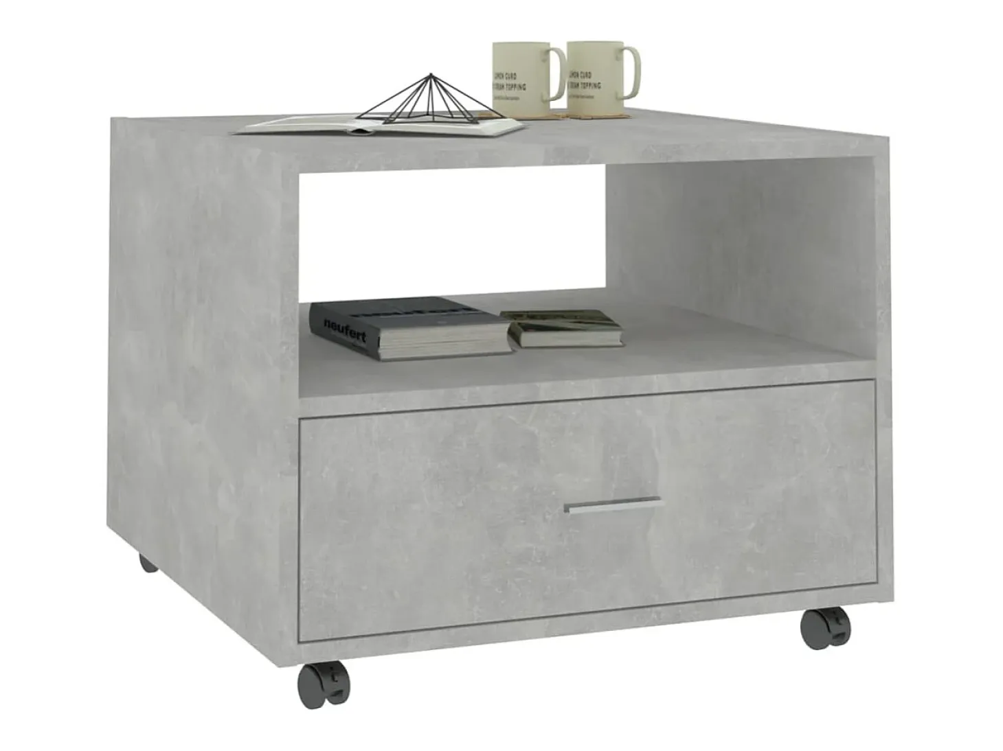 Mesa de centro madera contrachapada gris hormigón 55x55x40 cm