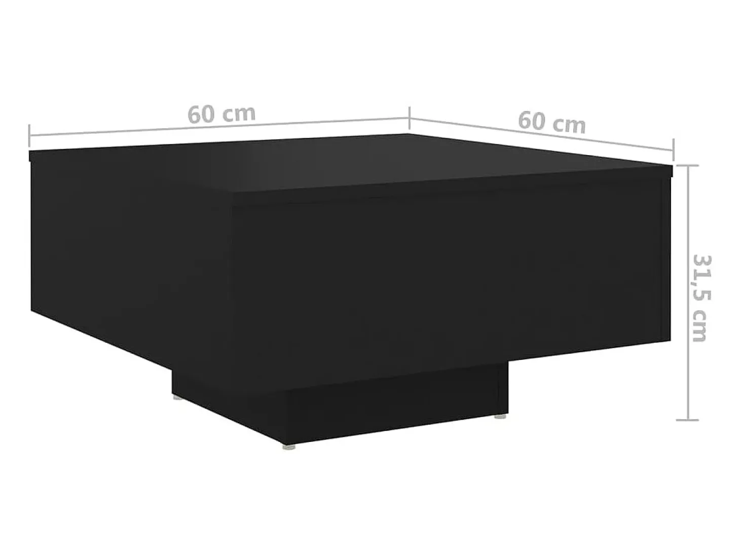 Mesa de centro madera contrachapada negro 60x60x31,5 cm