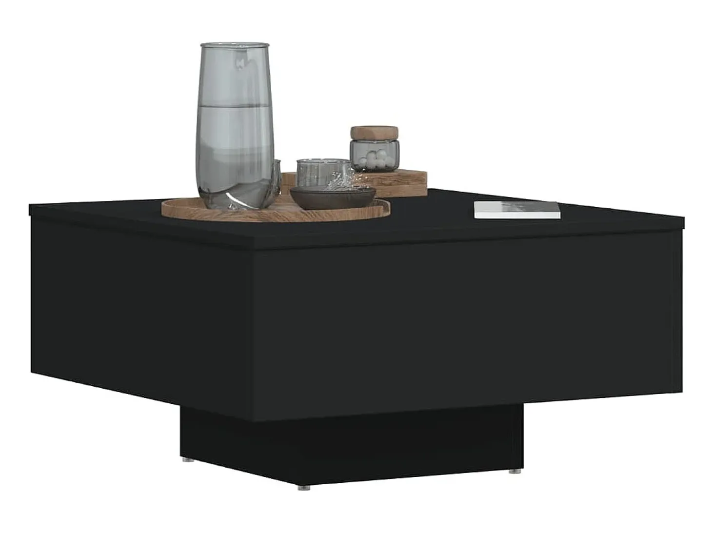 Mesa de centro madera contrachapada negro 60x60x31,5 cm