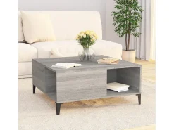 Mesa de centro madera contrachapada gris Sonoma 80x80x36,5 cm