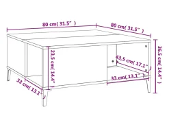 Mesa de centro madera contrachapada gris Sonoma 80x80x36,5 cm