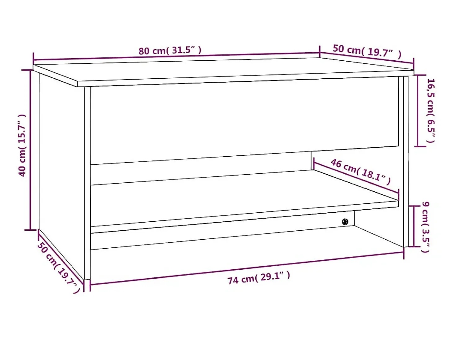 Mesa de centro madera contrachapada roble ahumado 80x50x40 cm