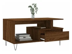 Mesa de centro madera contrachapada roble marrón 90x49x45 cm