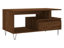 Mesa de centro madera contrachapada roble marrón 90x49x45 cm