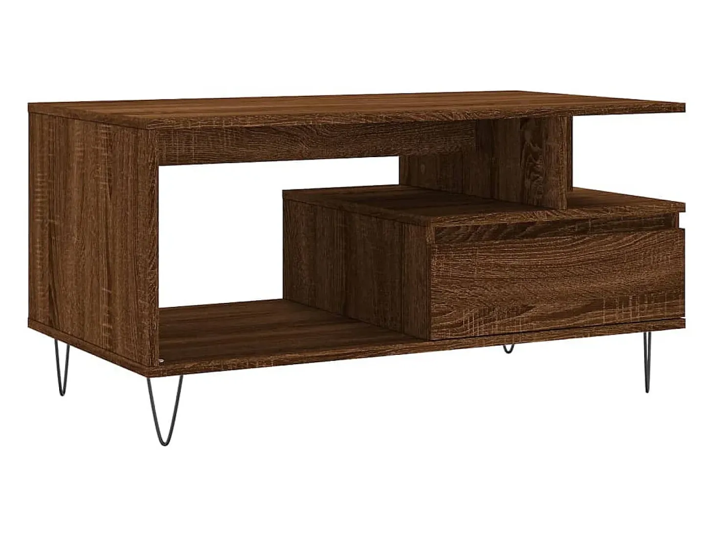 Mesa de centro madera contrachapada roble marrón 90x49x45 cm