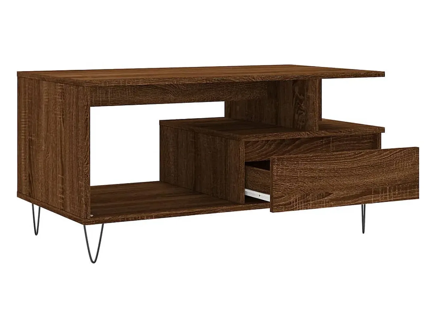 Mesa de centro madera contrachapada roble marrón 90x49x45 cm