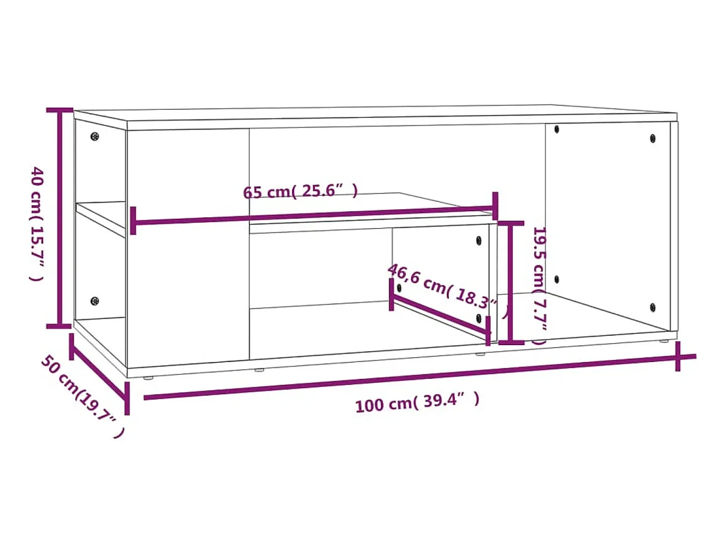 Mesa de centro madera contrachapada roble ahumado 100x50x40 cm