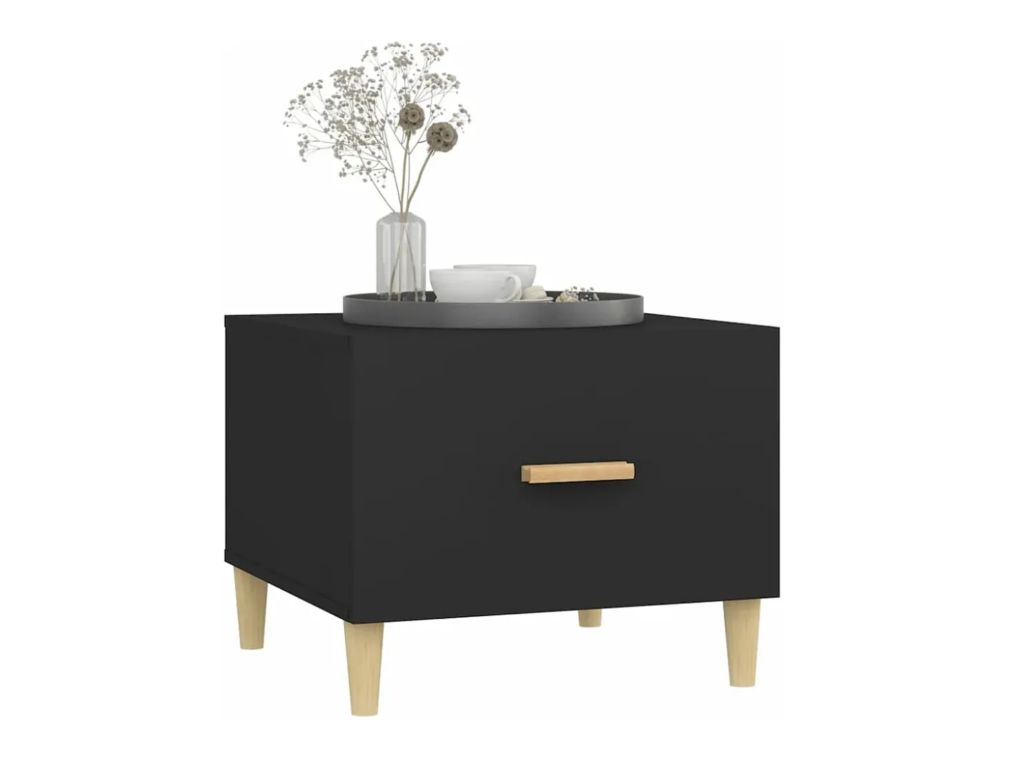 Mesa de centro madera contrachapada negro 50x50x40 cm