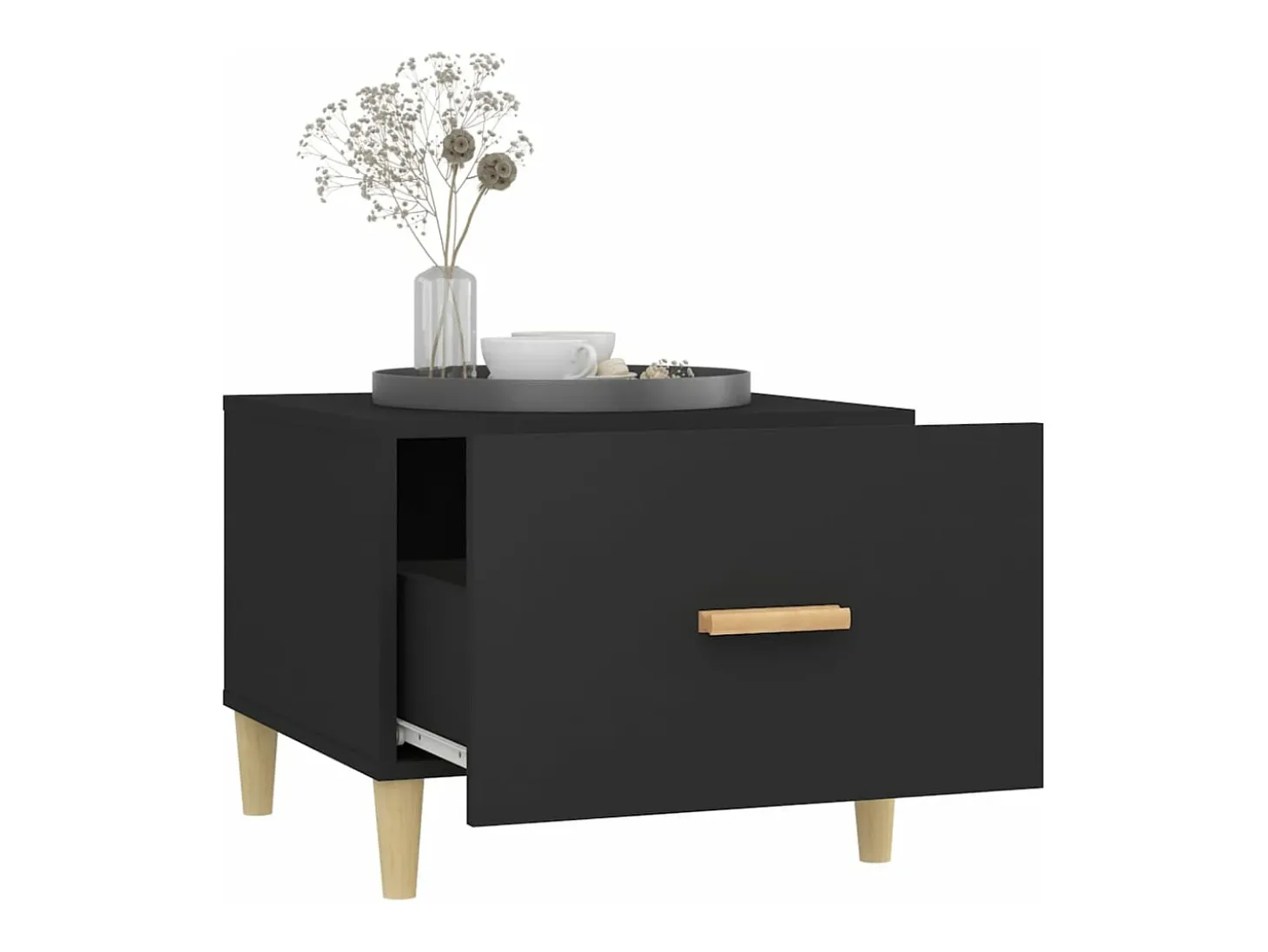 Mesa de centro madera contrachapada negro 50x50x40 cm