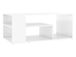 Mesa de centro madera contrachapada blanco brillo 100x50x40 cm