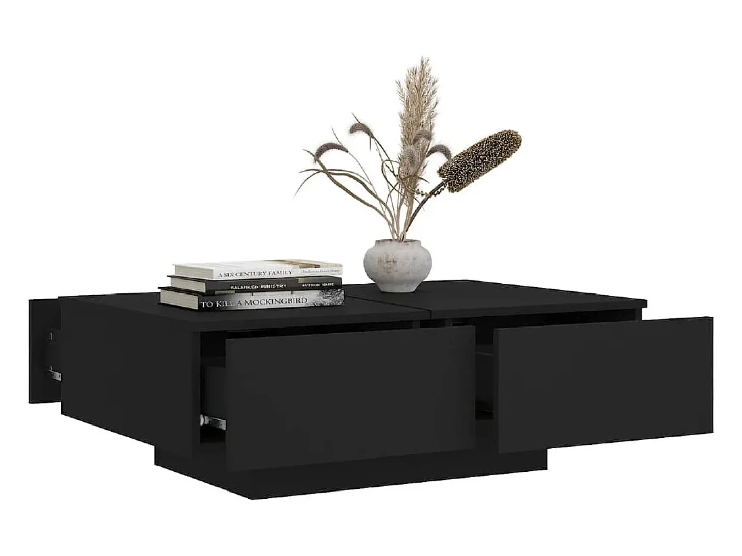 Mesa de centro madera contrachapada negro 90x60x31 cm