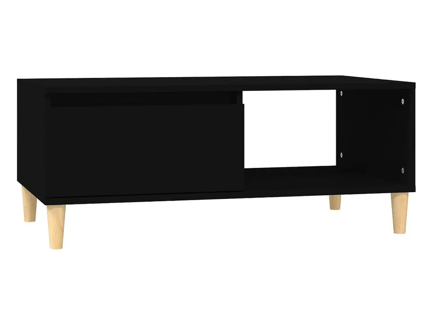 Mesa de centro madera contrachapada negro 90x50x36,5 cm