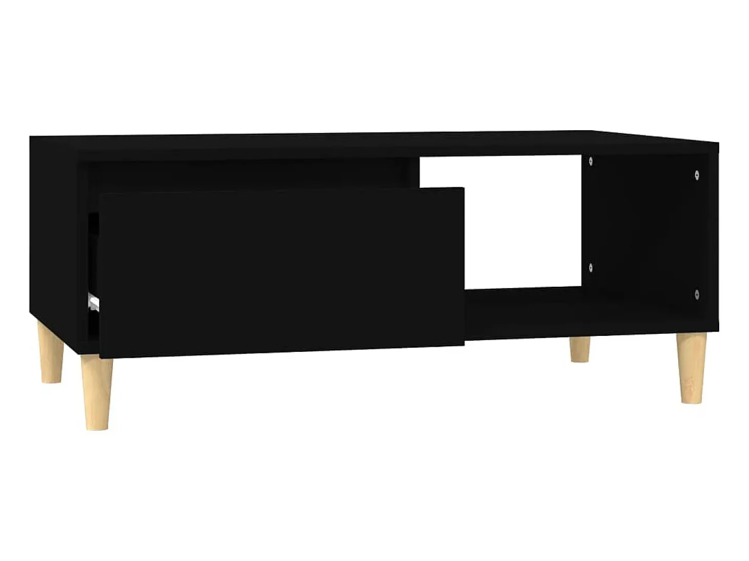 Mesa de centro madera contrachapada negro 90x50x36,5 cm