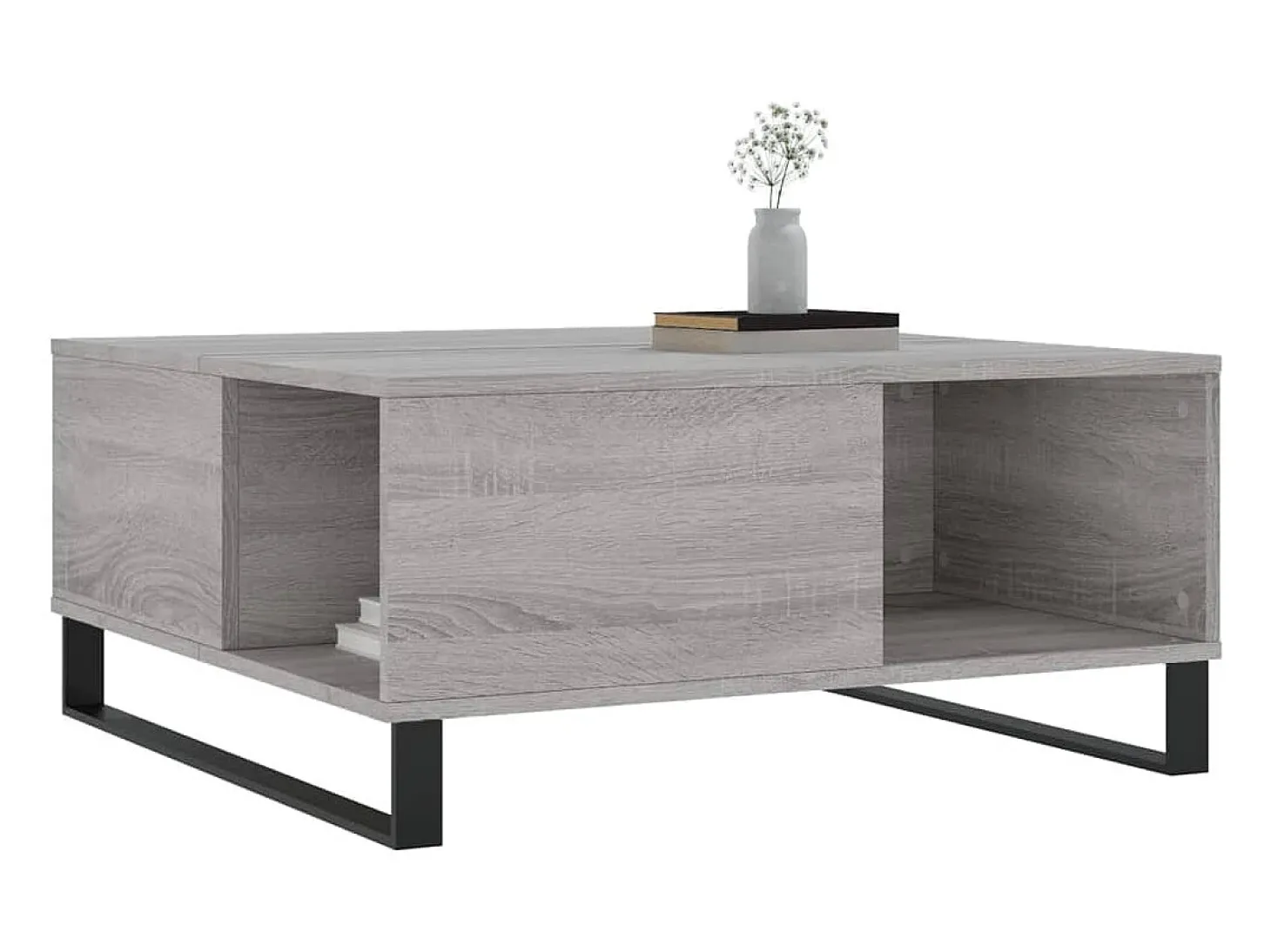 Mesa de centro madera contrachapada gris Sonoma 80x80x36,5 cm