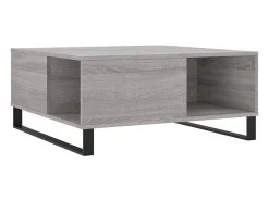 Mesa de centro madera contrachapada gris Sonoma 80x80x36,5 cm