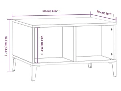 Mesa de centro madera contrachapada blanco 60x50x36,5 cm
