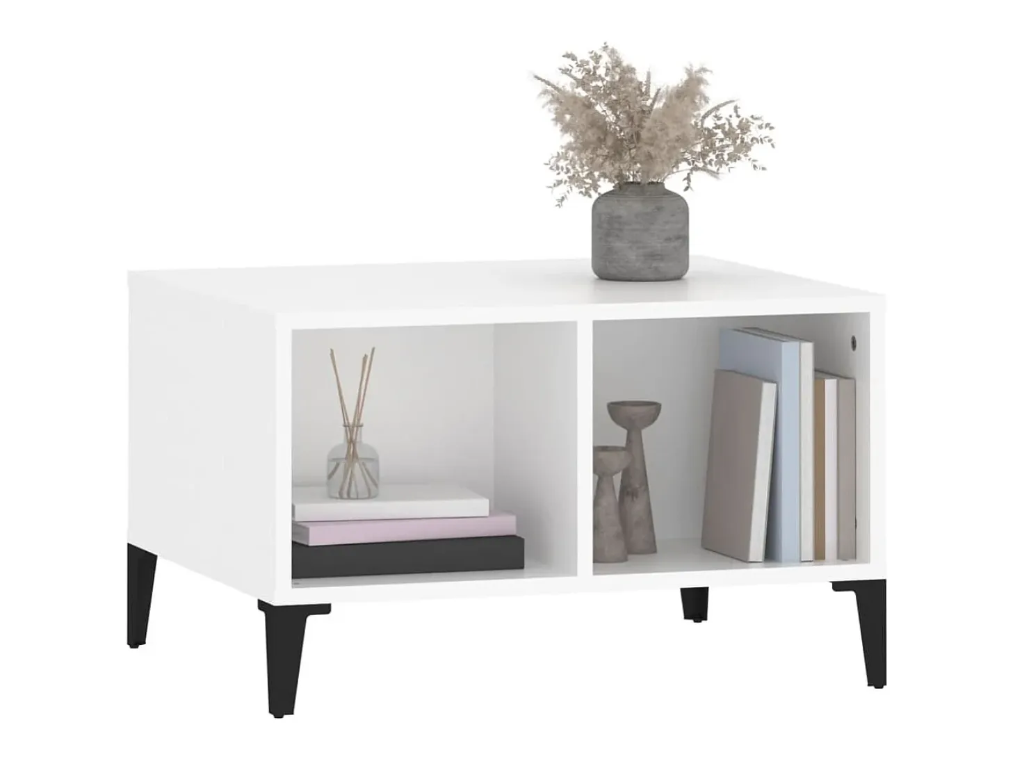 Mesa de centro madera contrachapada blanco 60x50x36,5 cm