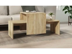 Mesa de centro madera contrachapada color roble 100x48x40 cm