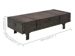 Mesa de centro madera contrachapada estilo vintage 120x55x35 cm