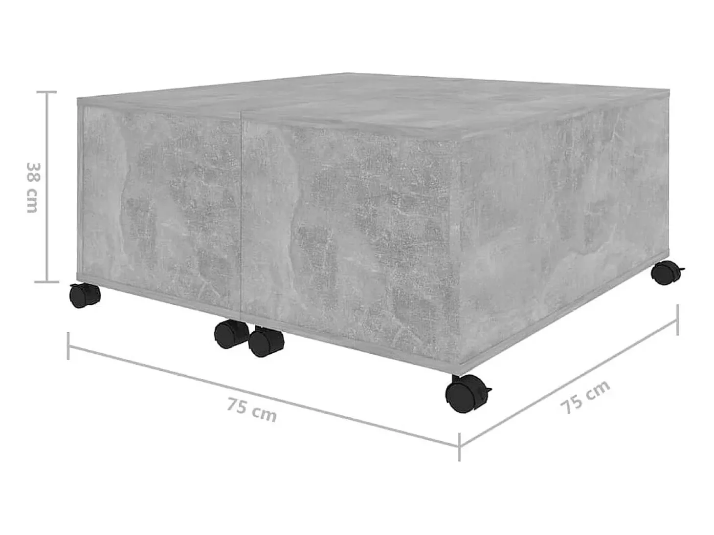 Mesa de centro madera contrachapada gris hormigón 75x75x38 cm