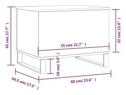 Mesa de centro madera contrachapada roble marrón 60x44,5x45 cm
