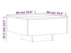 Mesa de centro madera contrachapada negro 60x60x31,5 cm