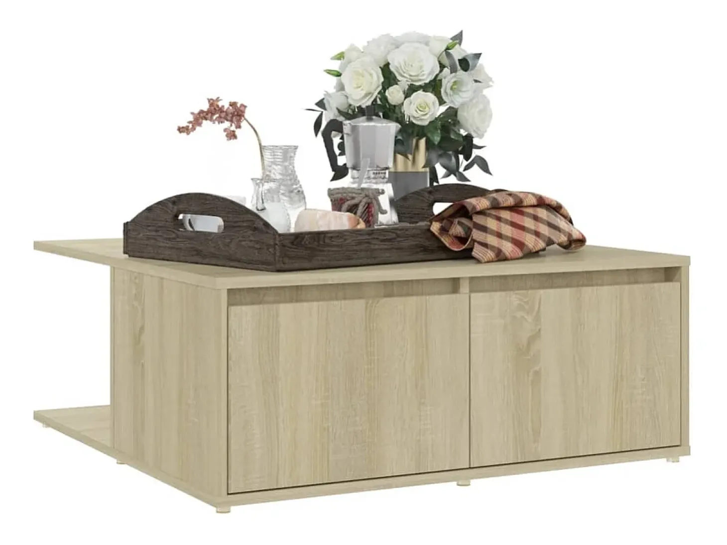 Mesa de centro madera contrachapada roble Sonoma 80x80x31 cm