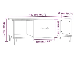Mesa de centro madera contrachapada marrón roble 102x50x40 cm