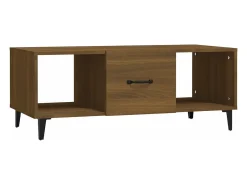 Mesa de centro madera contrachapada marrón roble 102x50x40 cm