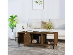 Mesa de centro madera contrachapada marrón roble 102x50x40 cm