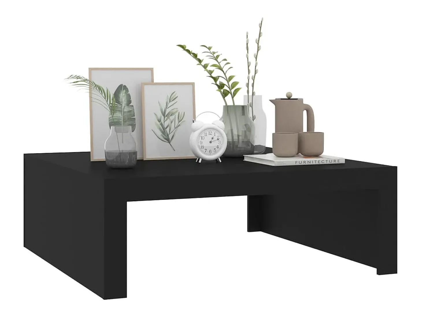 Mesa de centro madera contrachapada negro 100x100x35 cm