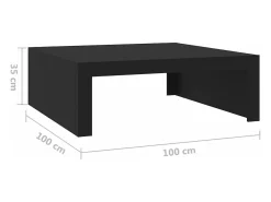 Mesa de centro madera contrachapada negro 100x100x35 cm