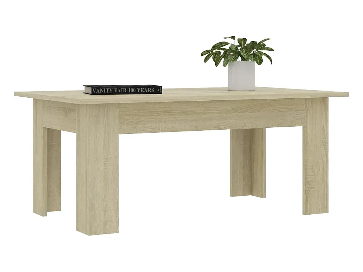 Mesa de centro madera contrachapada color roble 100x60x42 cm