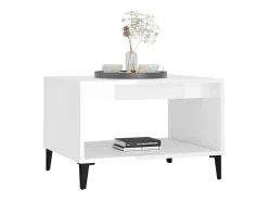 Mesa de centro madera contrachapada blanco brillo 60x50x40 cm