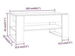 Mesa de centro madera contrachapada gris hormigón 102x55x45 cm