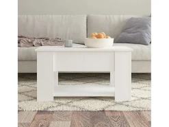 Mesa de centro madera contrachapada blanco 79x49x41 cm
