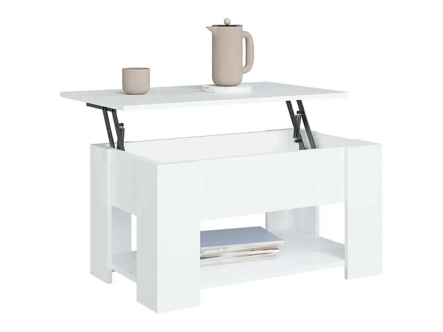 Mesa de centro madera contrachapada blanco 79x49x41 cm
