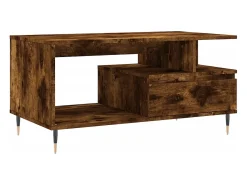 Mesa de centro madera contrachapada roble ahumado 90x49x45 cm