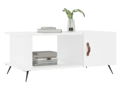 Mesa de centro madera contrachapada blanco 90x50x40 cm